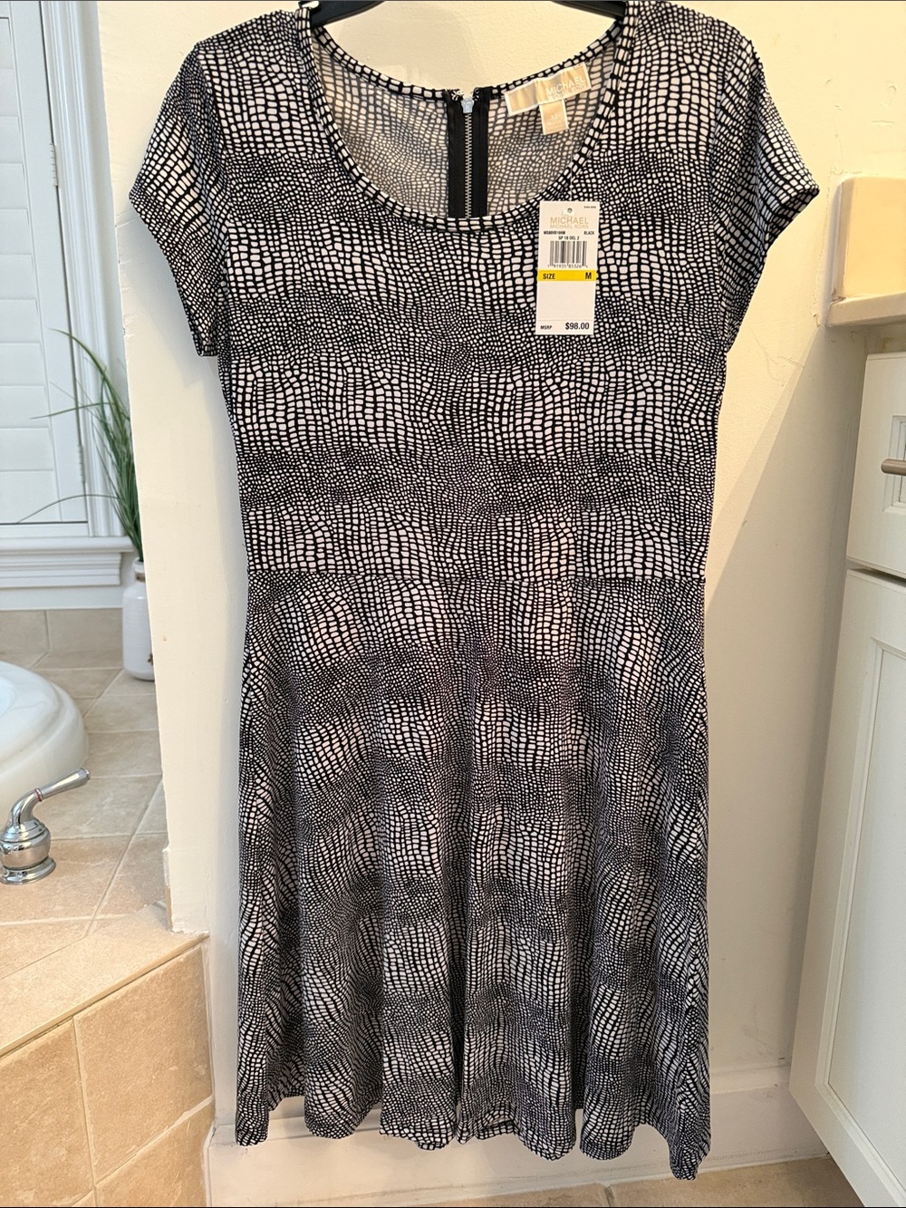 Michael Kors Black and White Patterned Dress